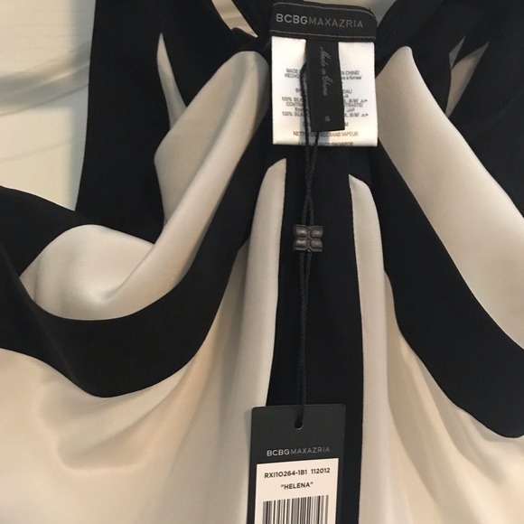NWT BCBGMAXAZRIA Black and White Halter Top - Picture 3 of 3